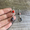 Red Coral and Tourmalinated Quartz Deco Earrings