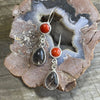 Red Coral and Tourmalinated Quartz Deco Earrings