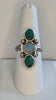 Three stone ring with Hubei Turquoise and Opal