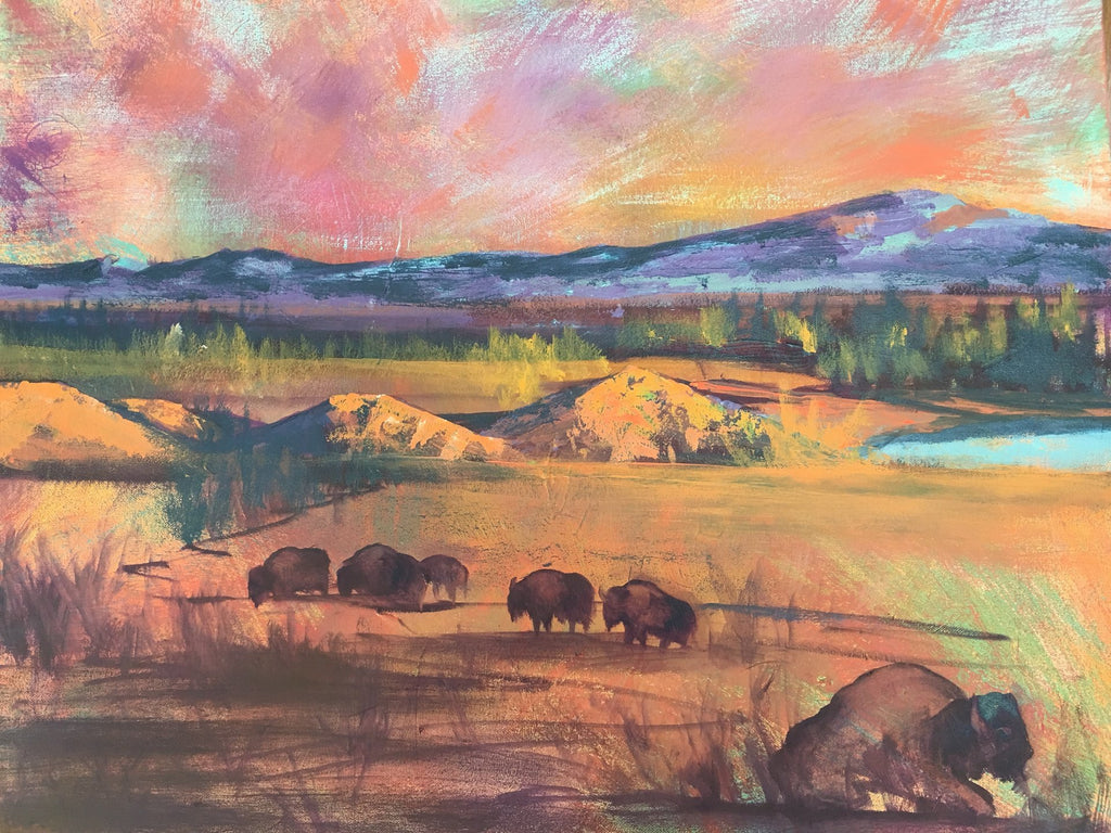 Buffaloes at Sunset