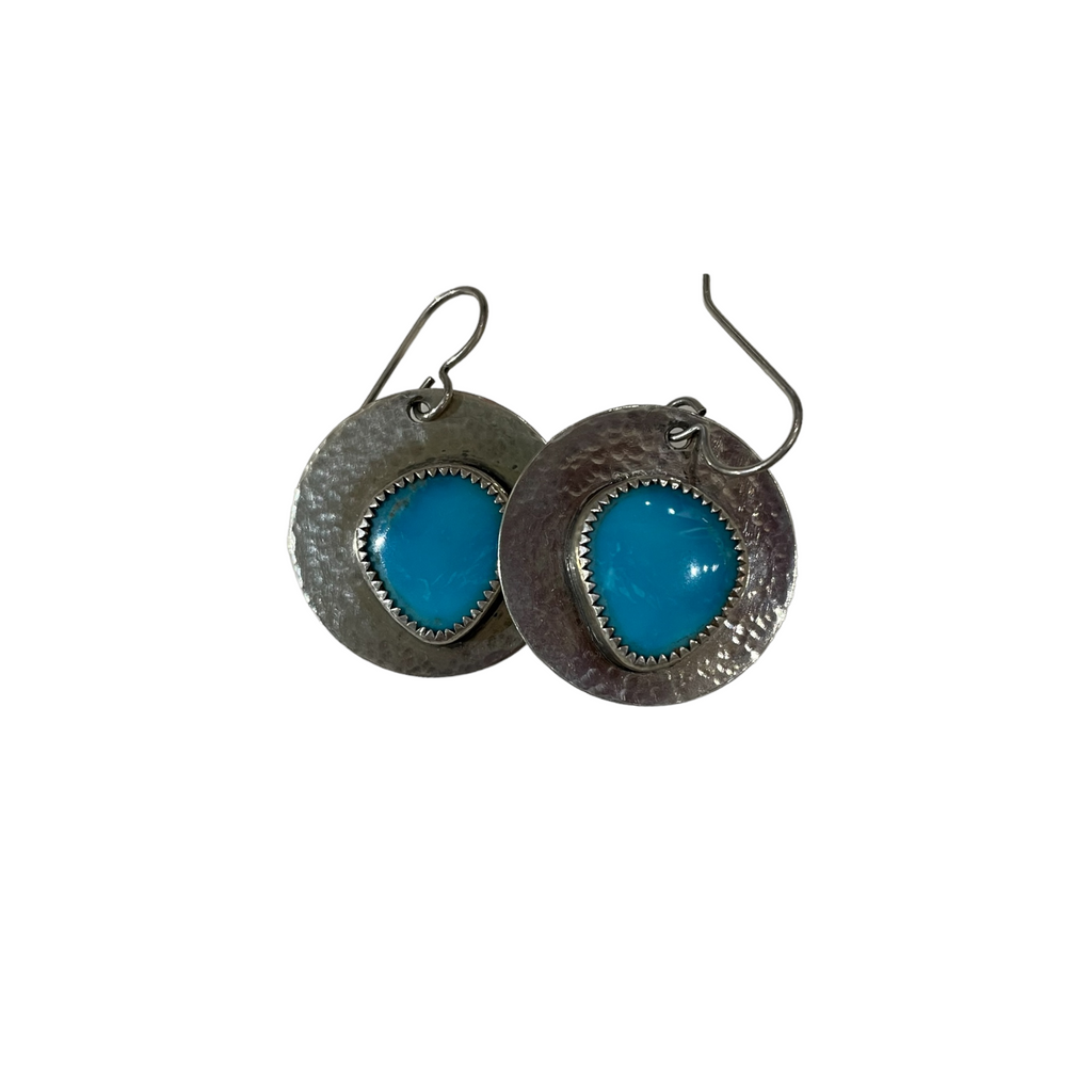 Textured Turquoise Dangle Earrings (bright)